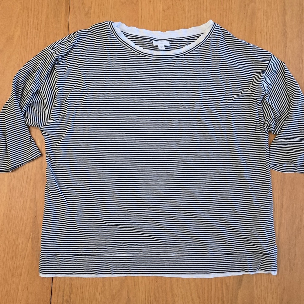 J. Jill Striped Womens Top XL Half Sleeve Oversized Neutral Laganlook Minimalist